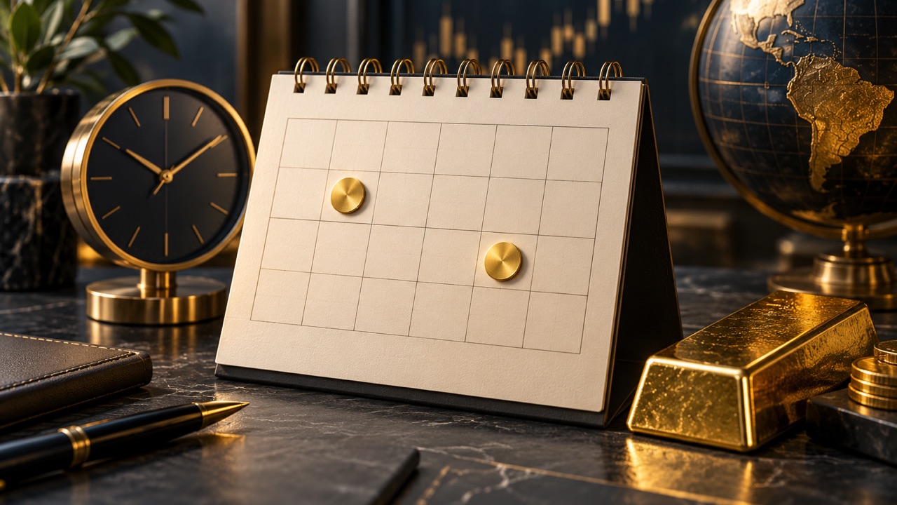 Editorial calendar and clock illustrating how to check economic release times